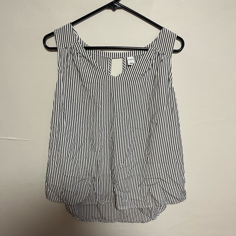 Old Navy Black and White Striped Blouse